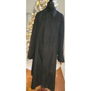 Ralph Lauren Trench Coat Mens Black All Weather Full Length Water Repellent 44L